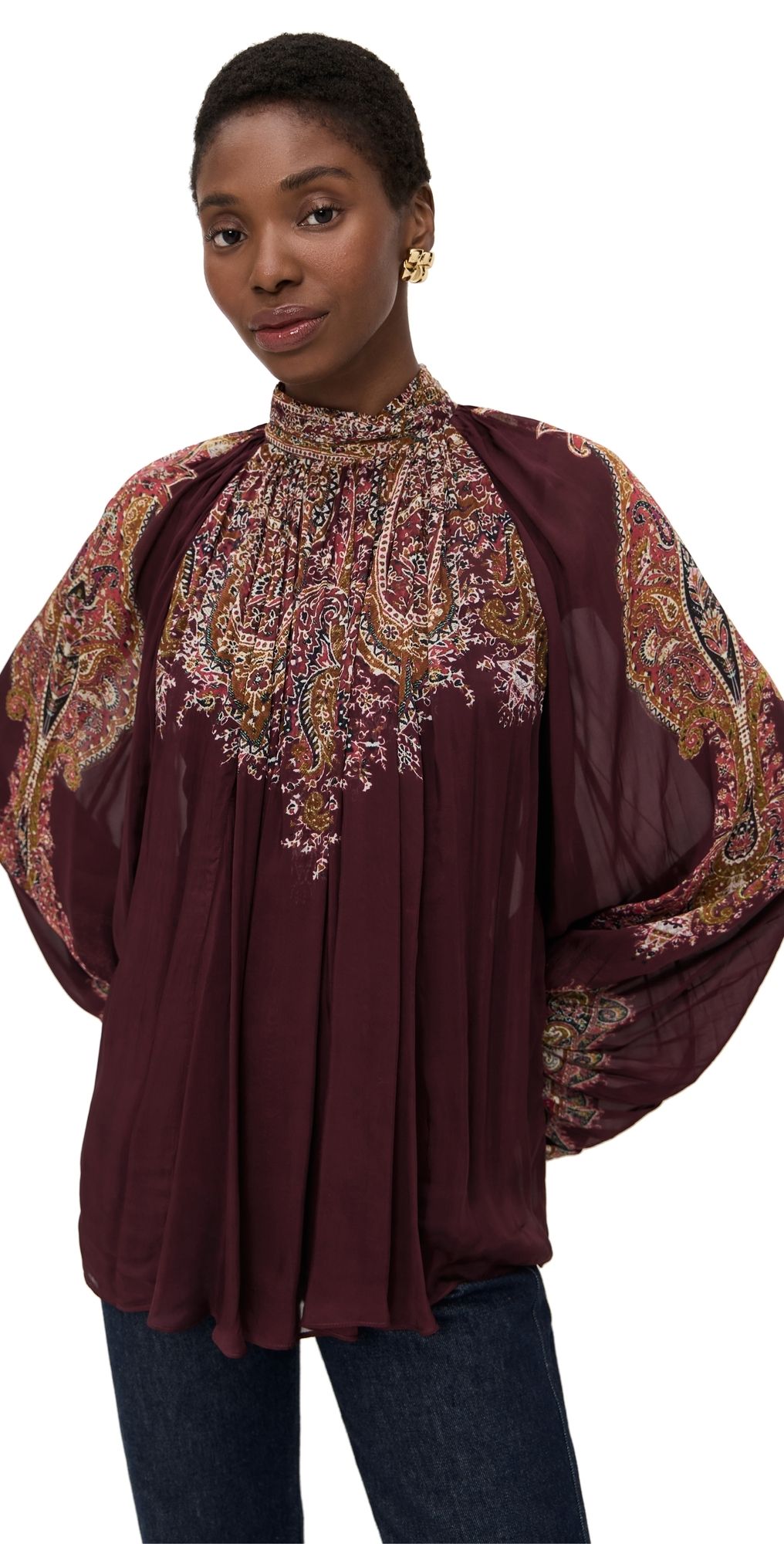 Hemant and Nandita Blouse Top Burgundy M