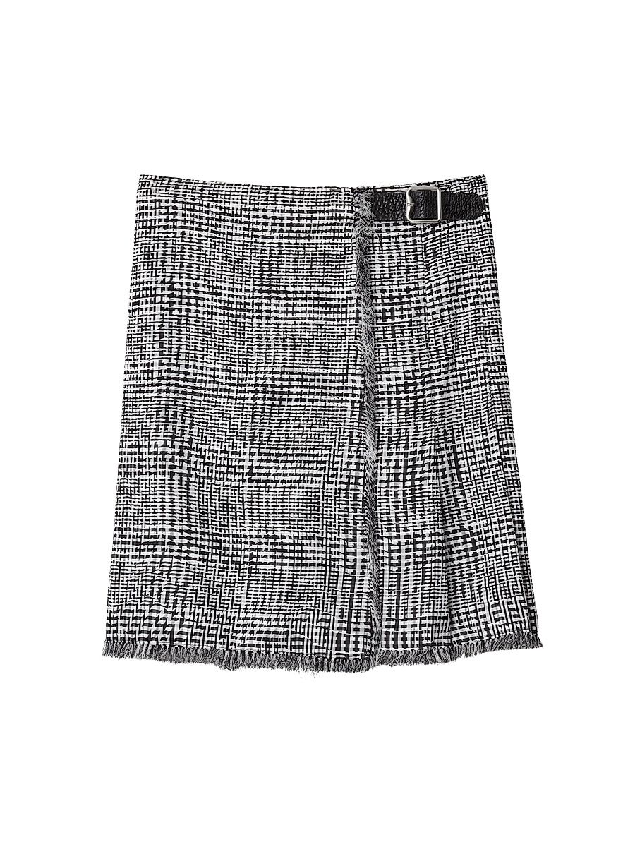 Women's Glen Check Wrap Miniskirt - Monochrome Pattern - Size 6