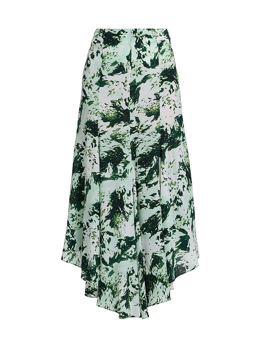 Women's Joelle Abstract Maxi Skirt - Dark Green Multi - Size 14