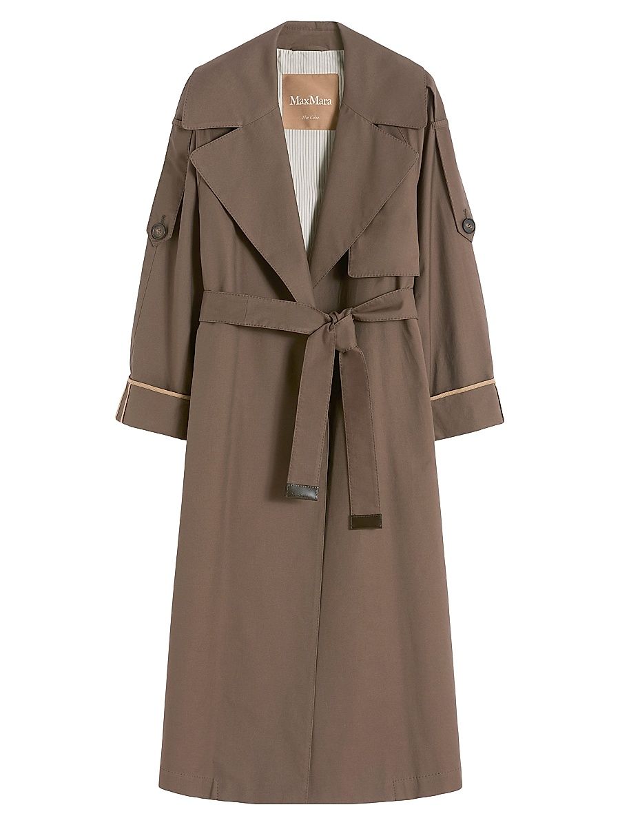 Women's Oversized Water Repellent Twill Trench Coat - Chocolate - Size 16