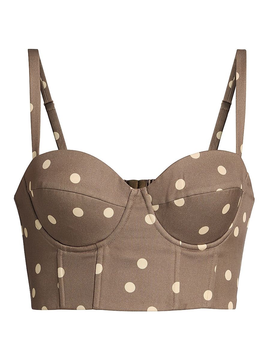 Women's Sonya Polka Dot Bralette - Cardamom Ecru Polka Dot - Size Medium