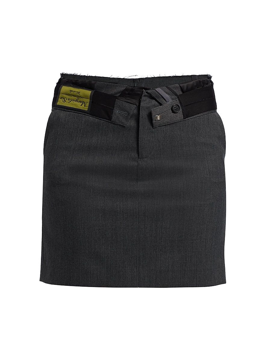 Women's Deconstructed Wool-Blend Miniskirt - Dark Grey Melange - Size 8