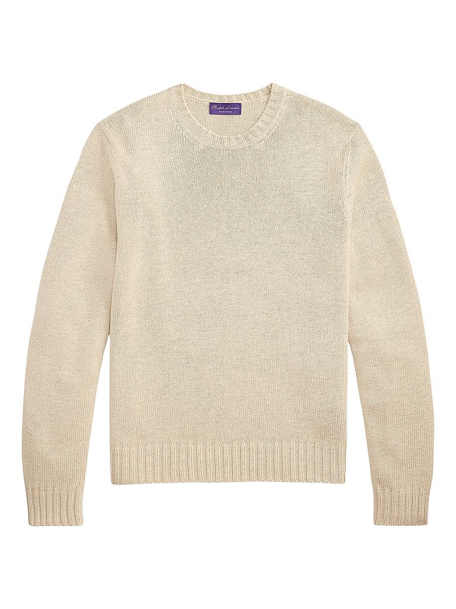 Men's Silk-Linen Crewneck Sweater - Summer Sand - Size XL