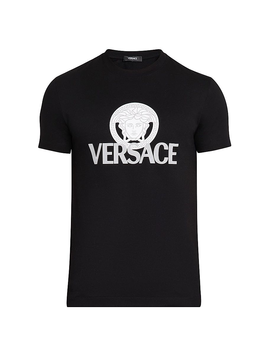 Men's Medusa Logo Cotton Crewneck T-Shirt - Black - Size Medium