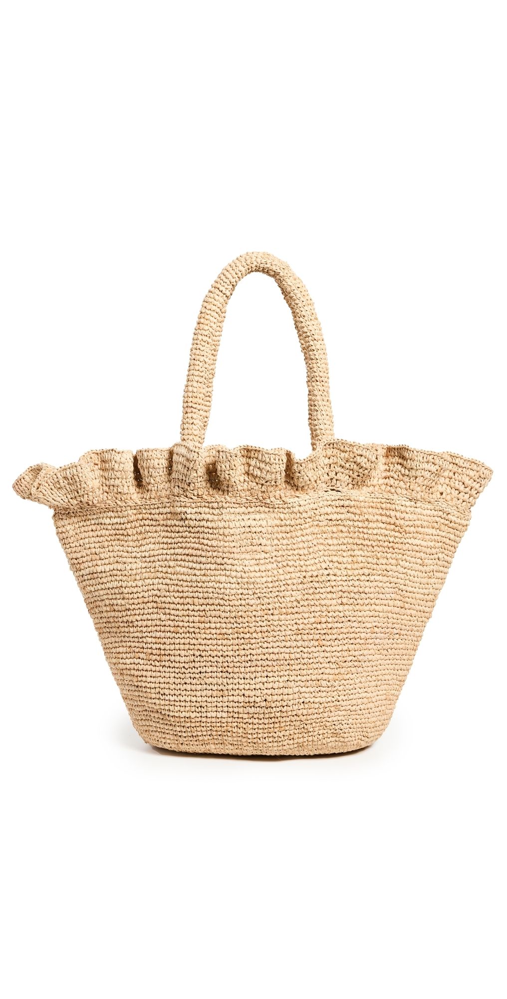 Loeffler Randall Cyrus Raffia Woven Tote with Ruffle Natural One Size