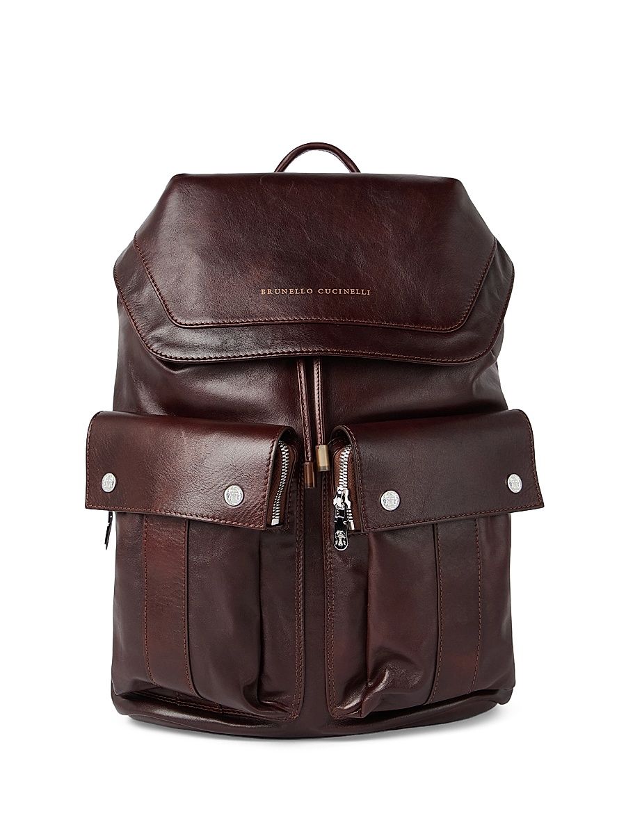 Men's Calfskin Leisure Backpack - Rust Brown