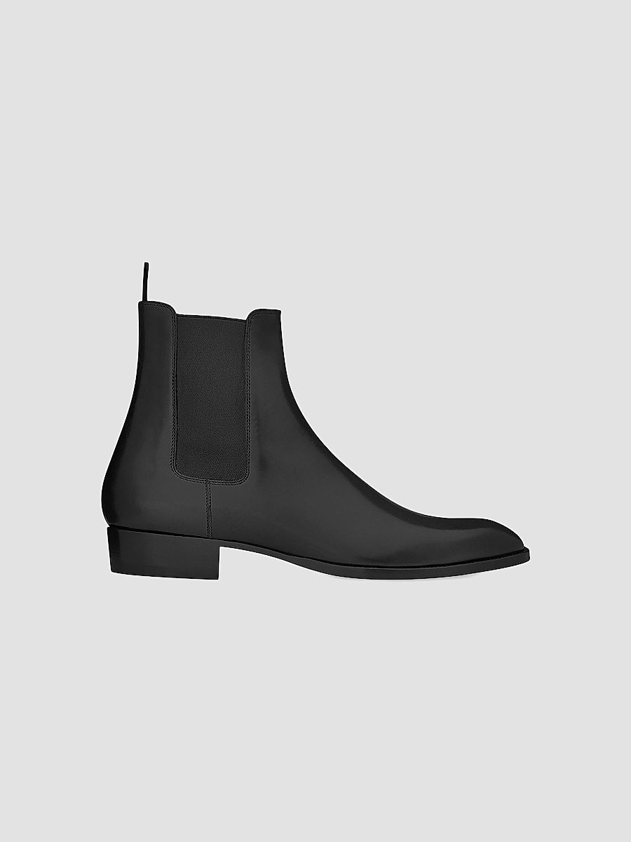 Saint Laurent Men's Wyatt Chelsea Boots in Smooth Leather - Black - Size 12