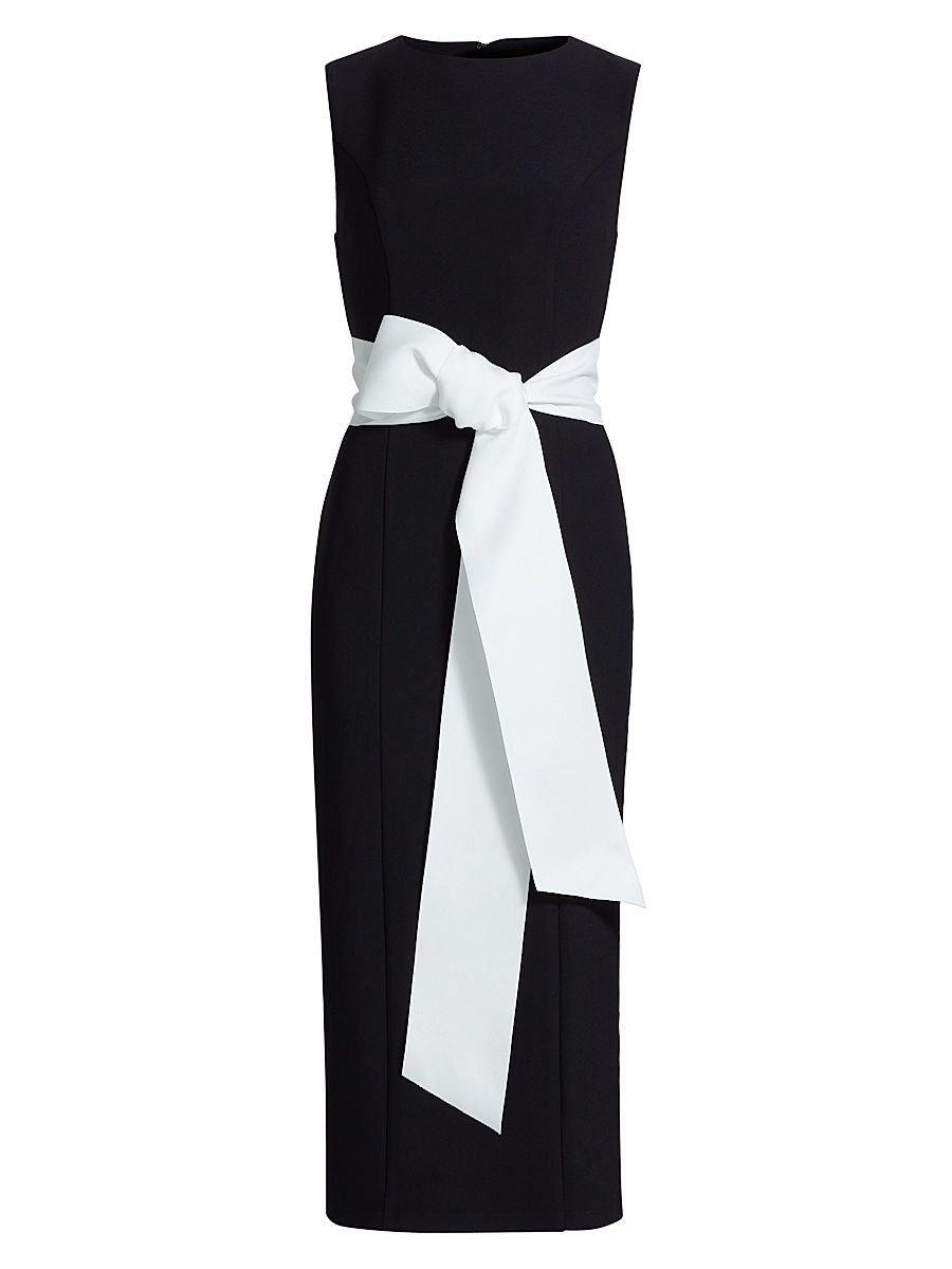 Women's Ayla Sash Sleeveless Midi-Dress - Black - Size Large