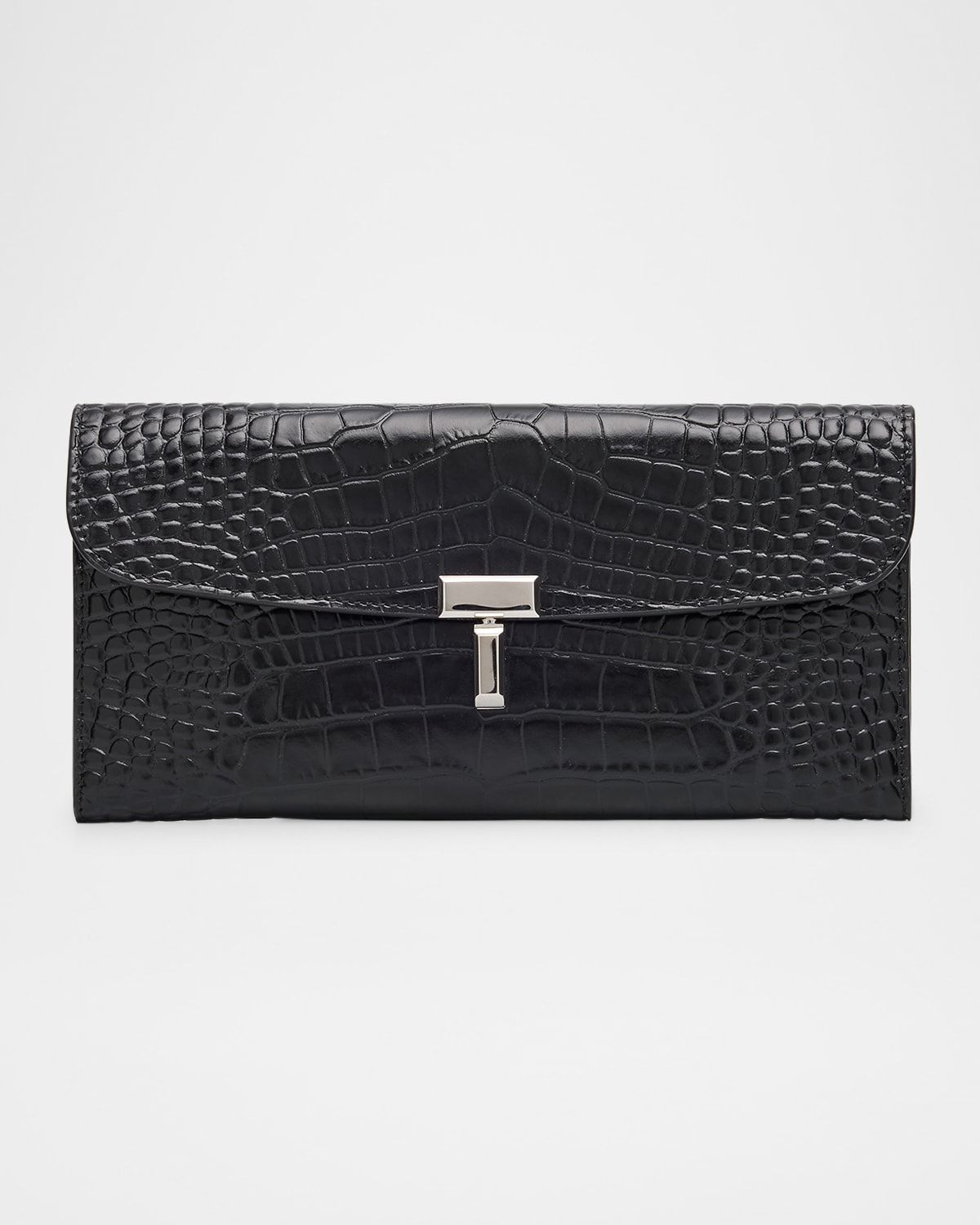 T-Lock Croco-Embossed Leather Wallet