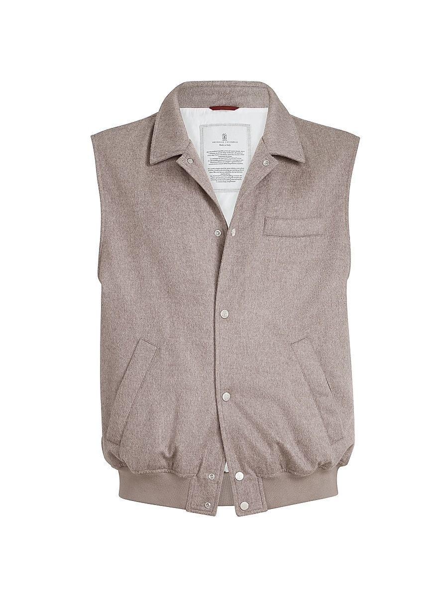 Men's Lightweight Cashmere Flannel Vest with Thermore Padding - Brown - Size 44