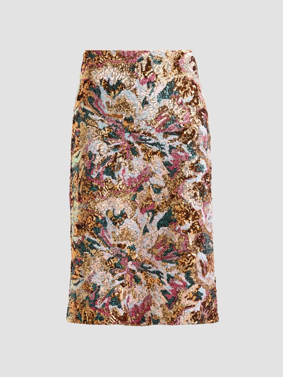 Elie Tahari Women's Adrianne Sequined Midi Skirt - Multi Sequin - Size 16
