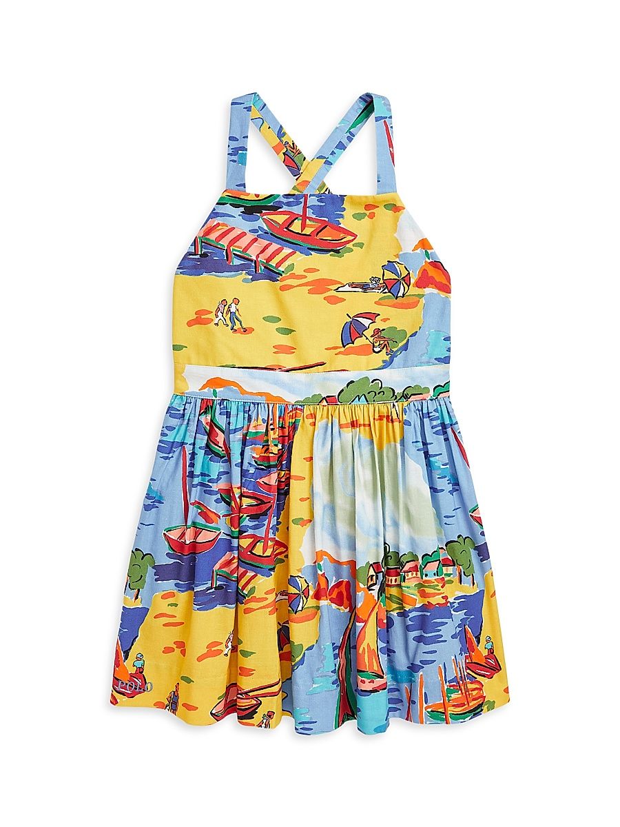 Little Girl's & Girl's Summer Print Dress - Seaside Village Heaven - Size 7