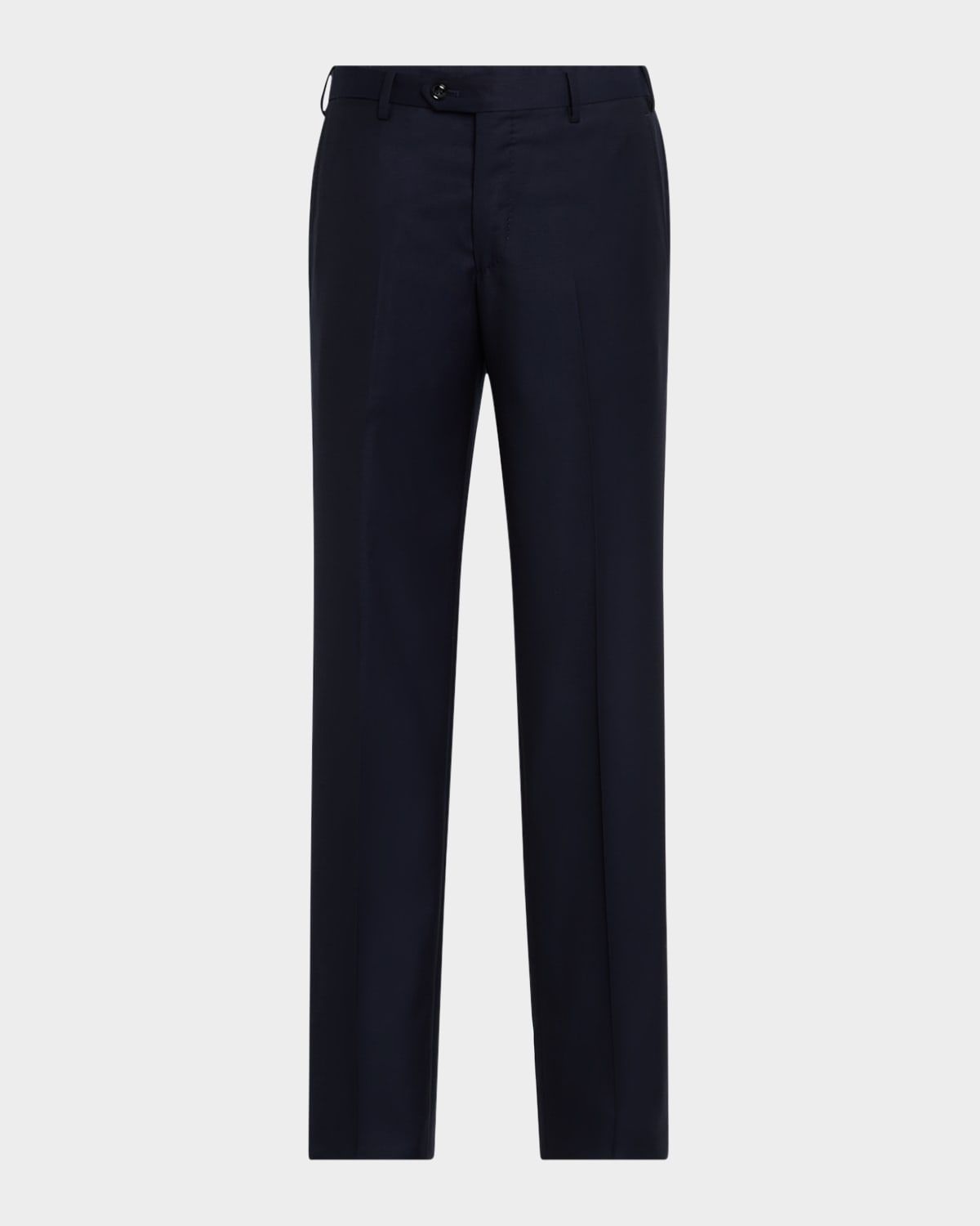 Men & apos;s Solid Wool Flat-Front Trousers