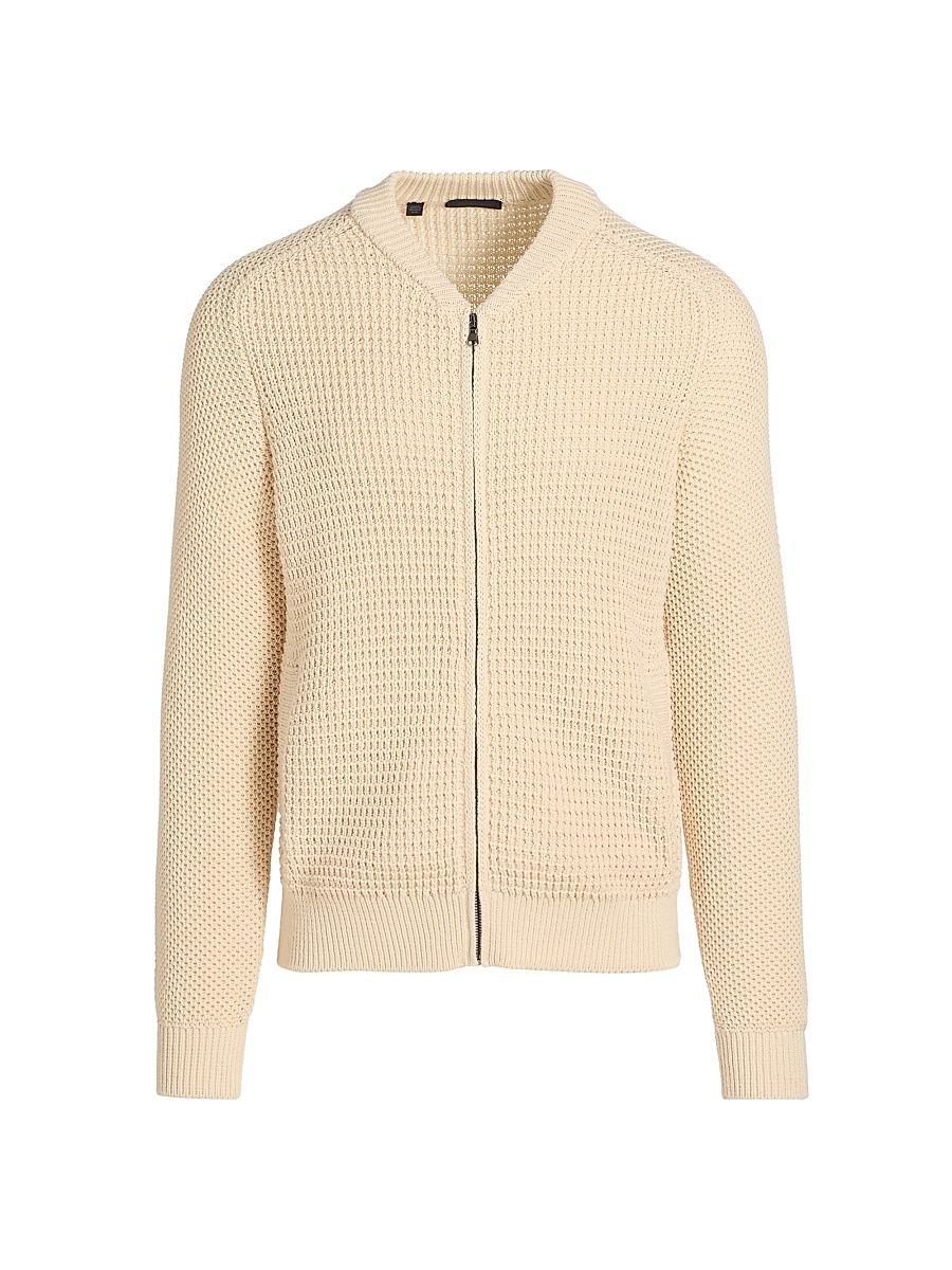 Men's COLLECTION Honeycomb Bomber Sweater - Brown - Size XXL