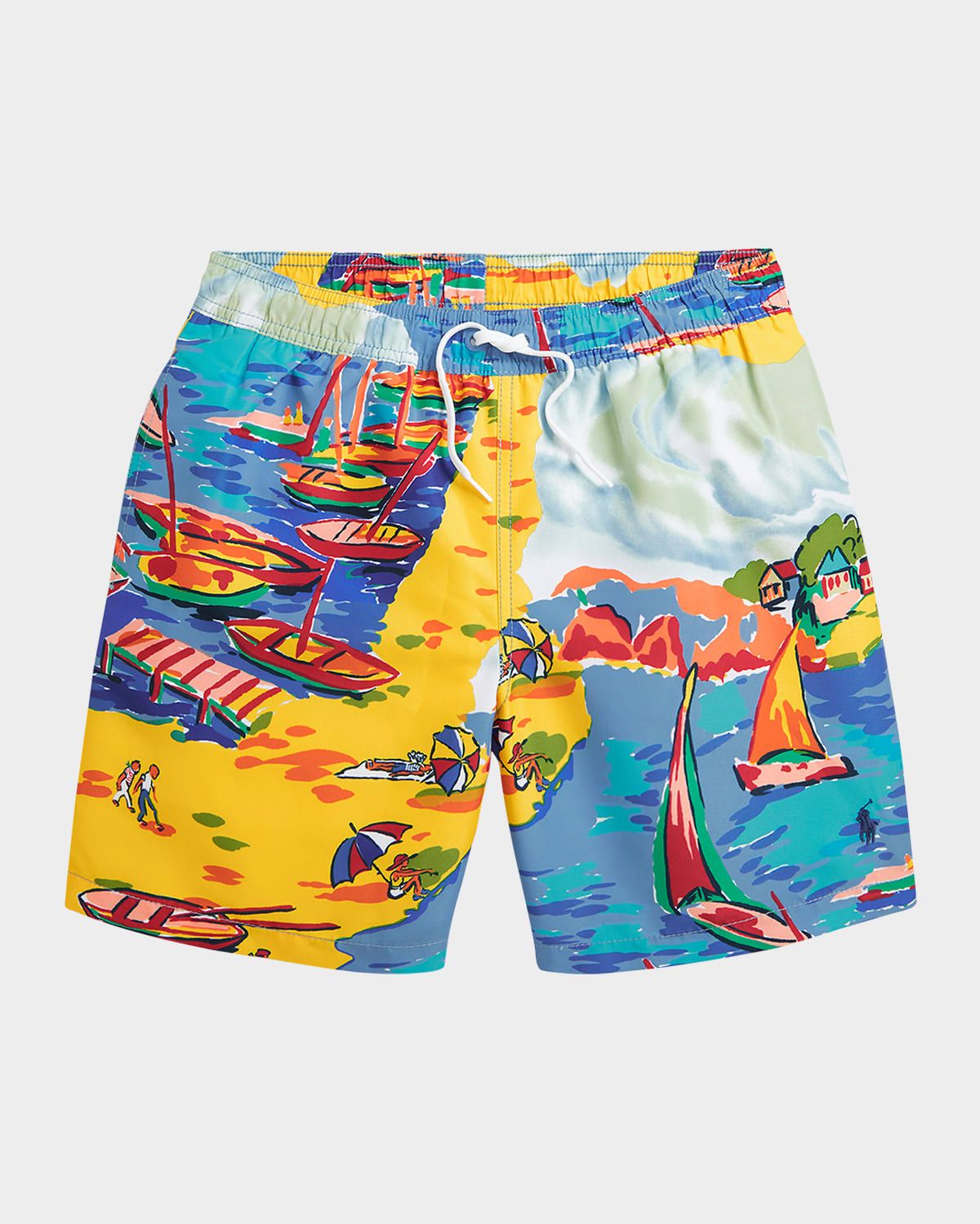 Boy & apos;s Seaside Village-Print Swim Shorts, Size S-XL