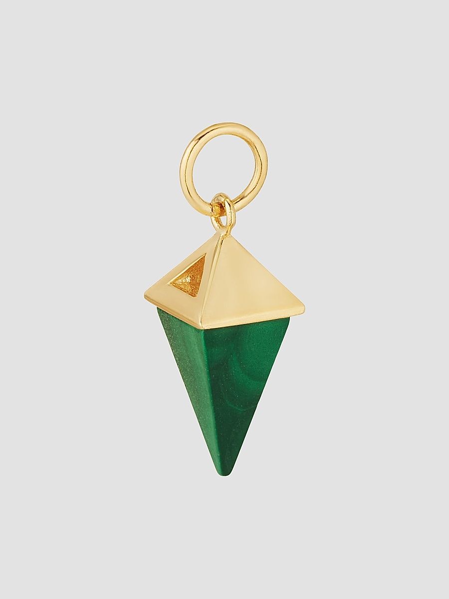 Women's Prism Point Pendant Charm in 14K Yellow Gold - Green Malachite Gold