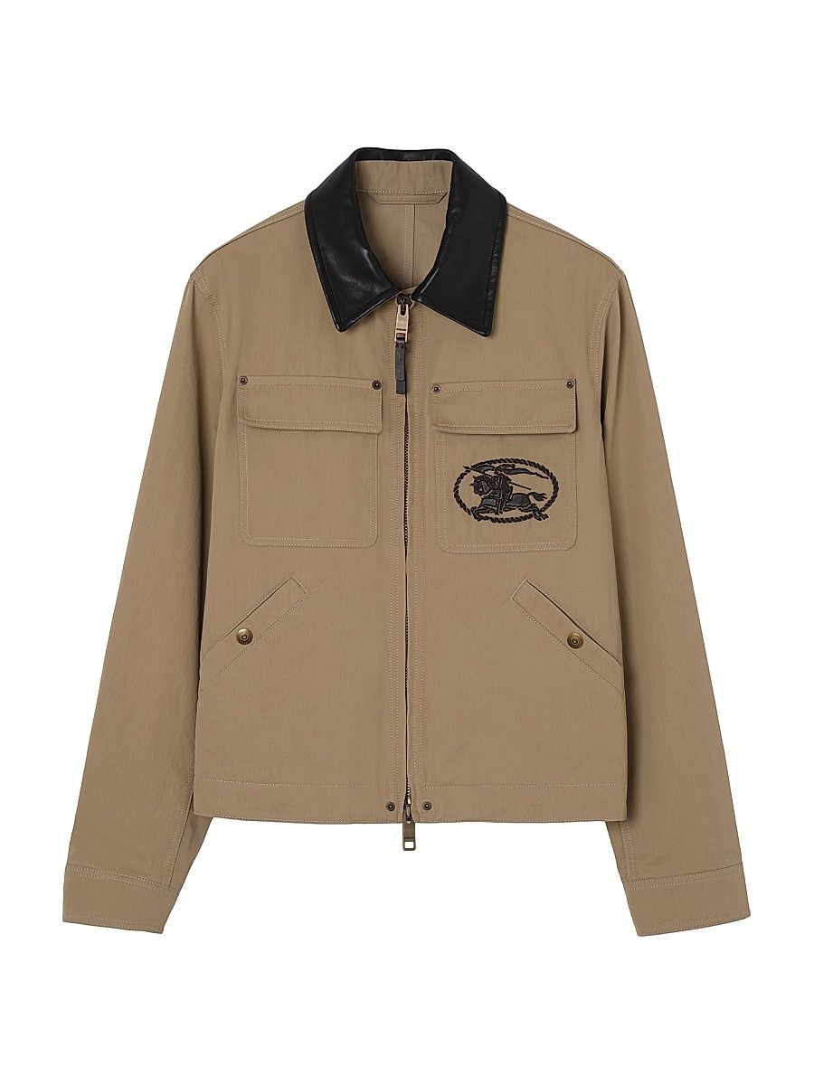 Men's Westley Logo Embroidered Cotton Jacket - Salt Marsh Beige - Size 44