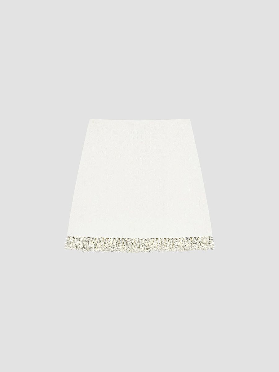 Givenchy Women's Mini Skirt in Knit with Embroidered Pearls - Ivory - Size XS