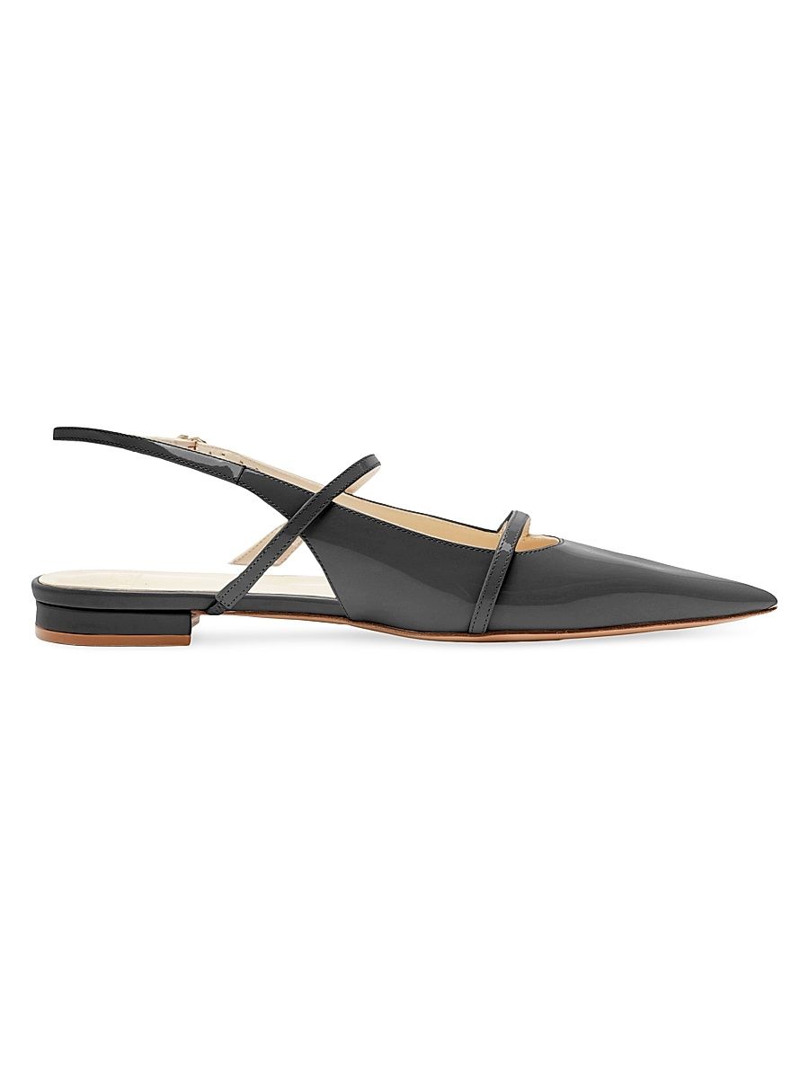 Women's Tita Double-Strap Leather Flats - Black - Size 9