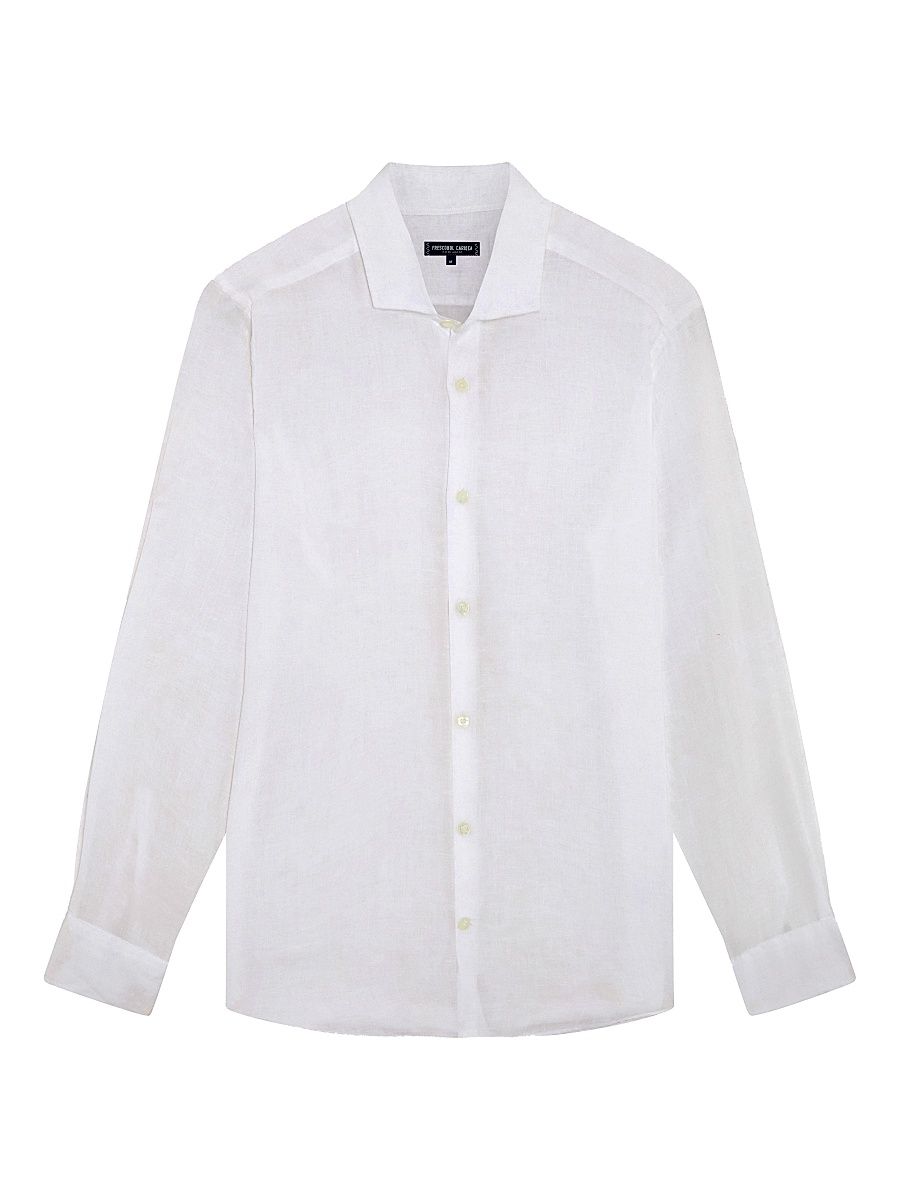 Men's Antonio Linen Button-Front Shirt - White - Size Small