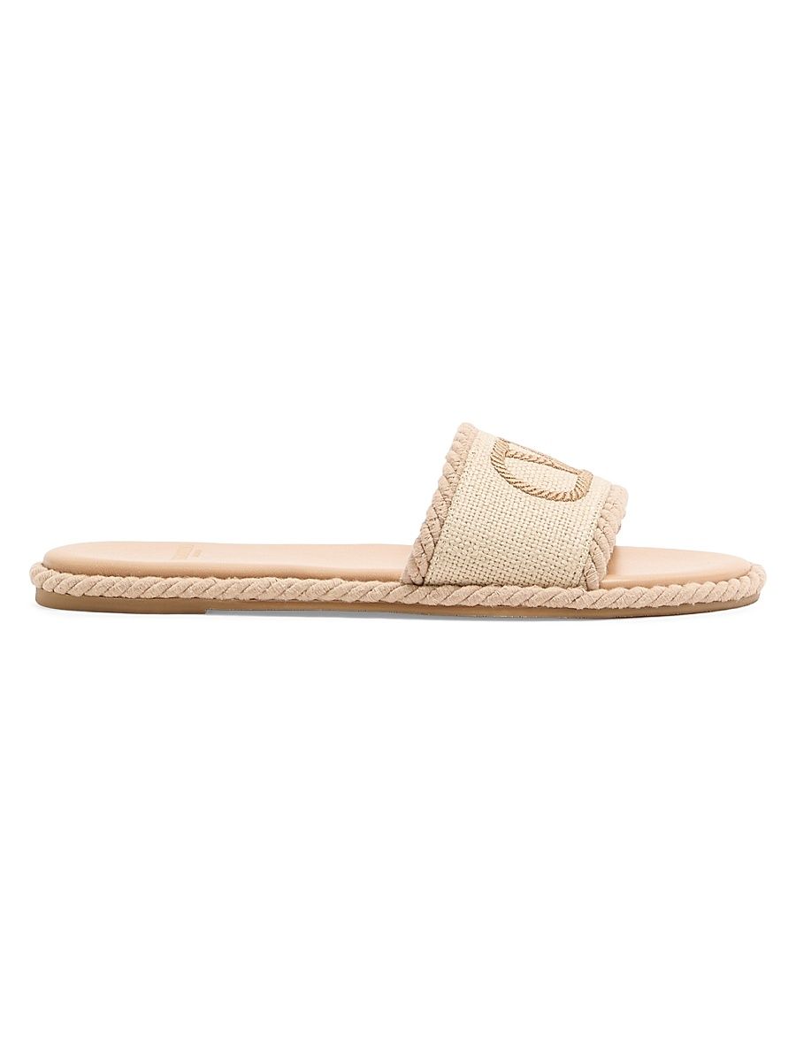 Women's VLogo Torchon Slide Sandals in Linen Canvas - Ecru - Size 5