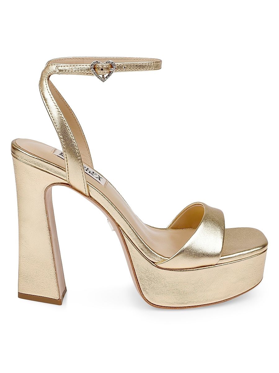 Women's Caia 125MM Metallic Leather Platform Sandals - Gold Leather - Size 10