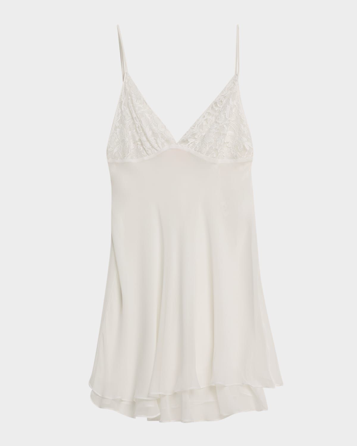 Floral Lace & Silk Chiffon Mini Slip Dress