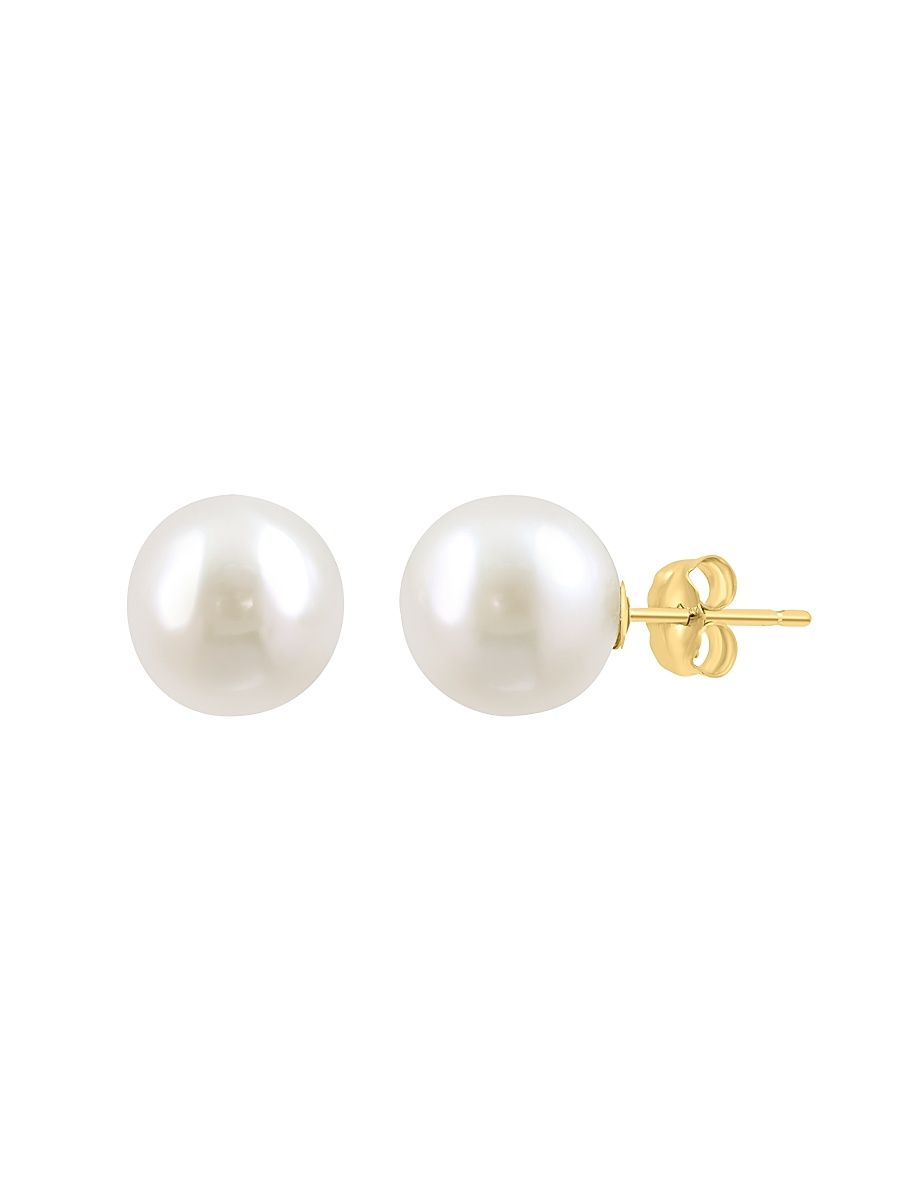Women's 18K Yellow Gold & Freshwater Pearl Stud Earrings - Yellow Gold