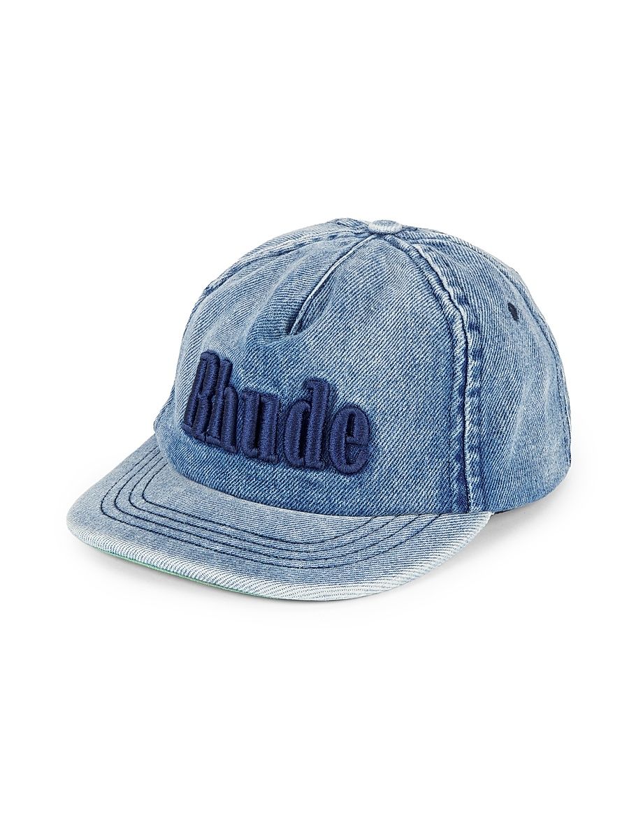 Men's Denim Embroidered Logo Baseball Cap - Denim Blue