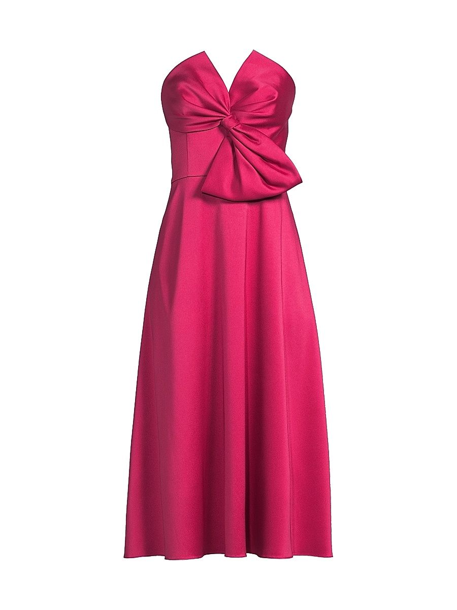 Women's Satin Bow Strapless Cocktail Dress - Faded Azalea - Size 8