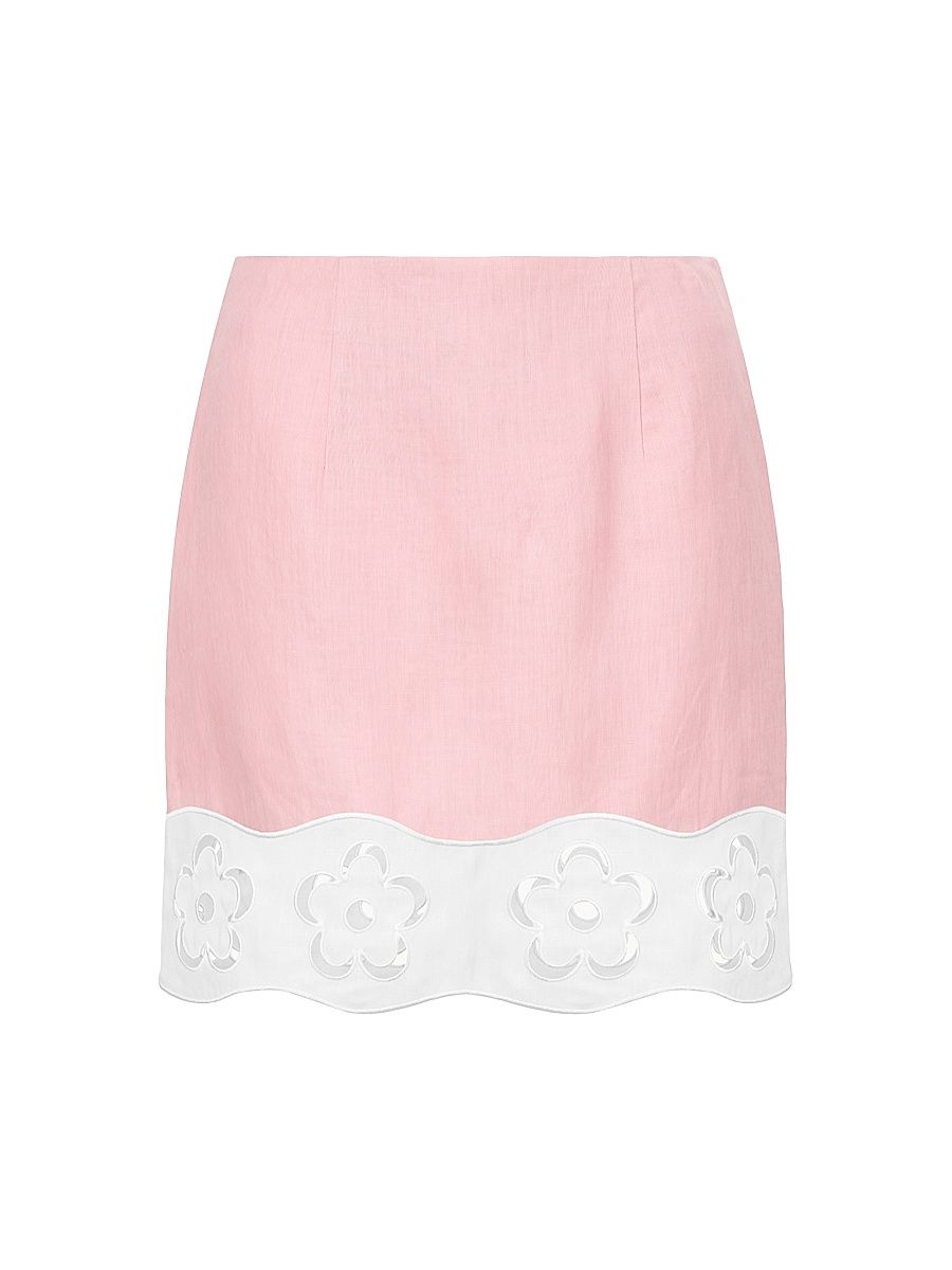 Women's Margaux Linen A-Line Skirt - Faded Blush White - Size 10