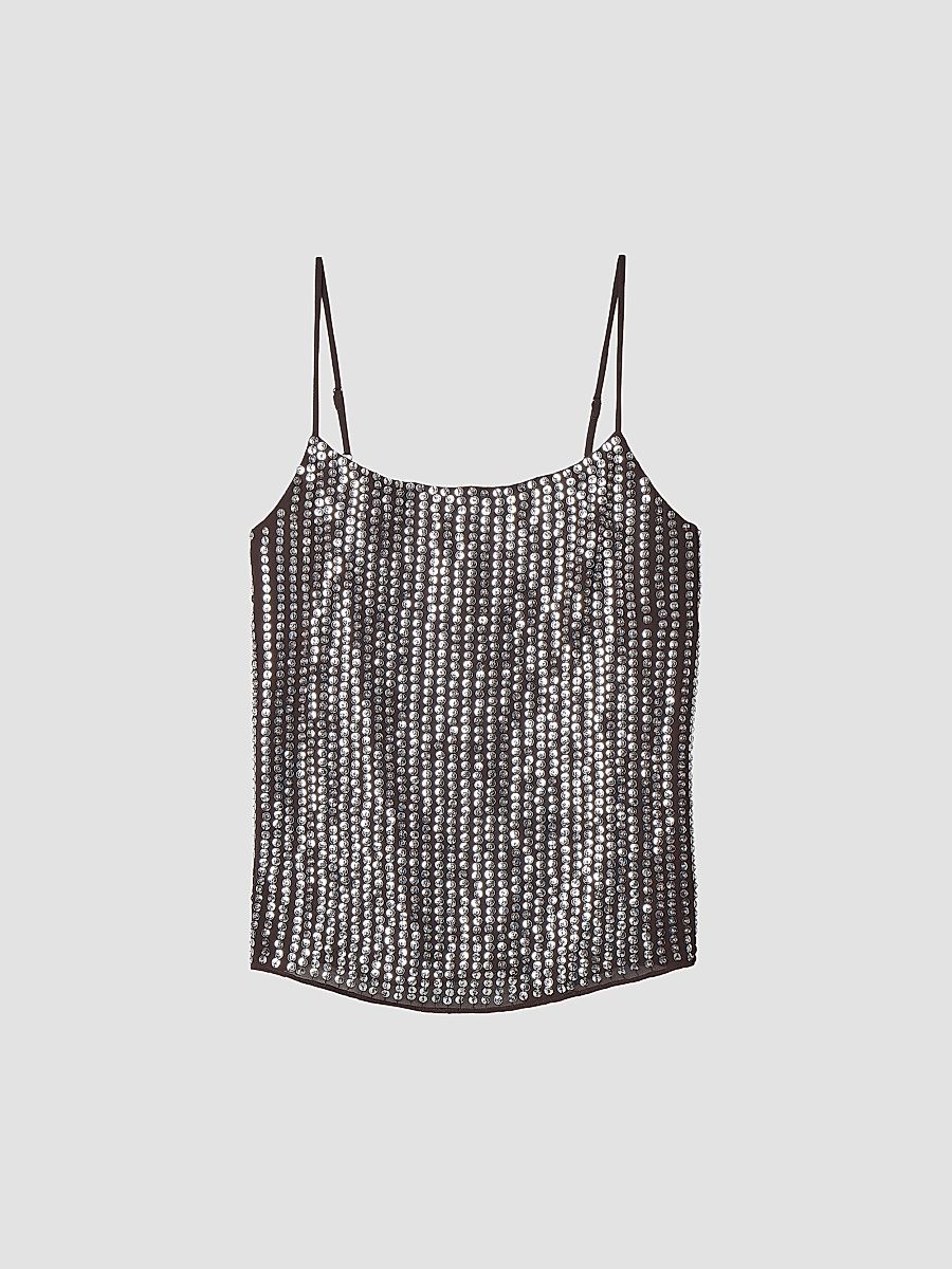 Women's Lili Beaded Tank - Chocolate - Size 2