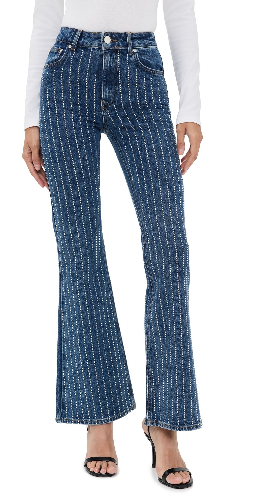 ALIGNE Slim Flare Diamante Jeans Mid Blue 28