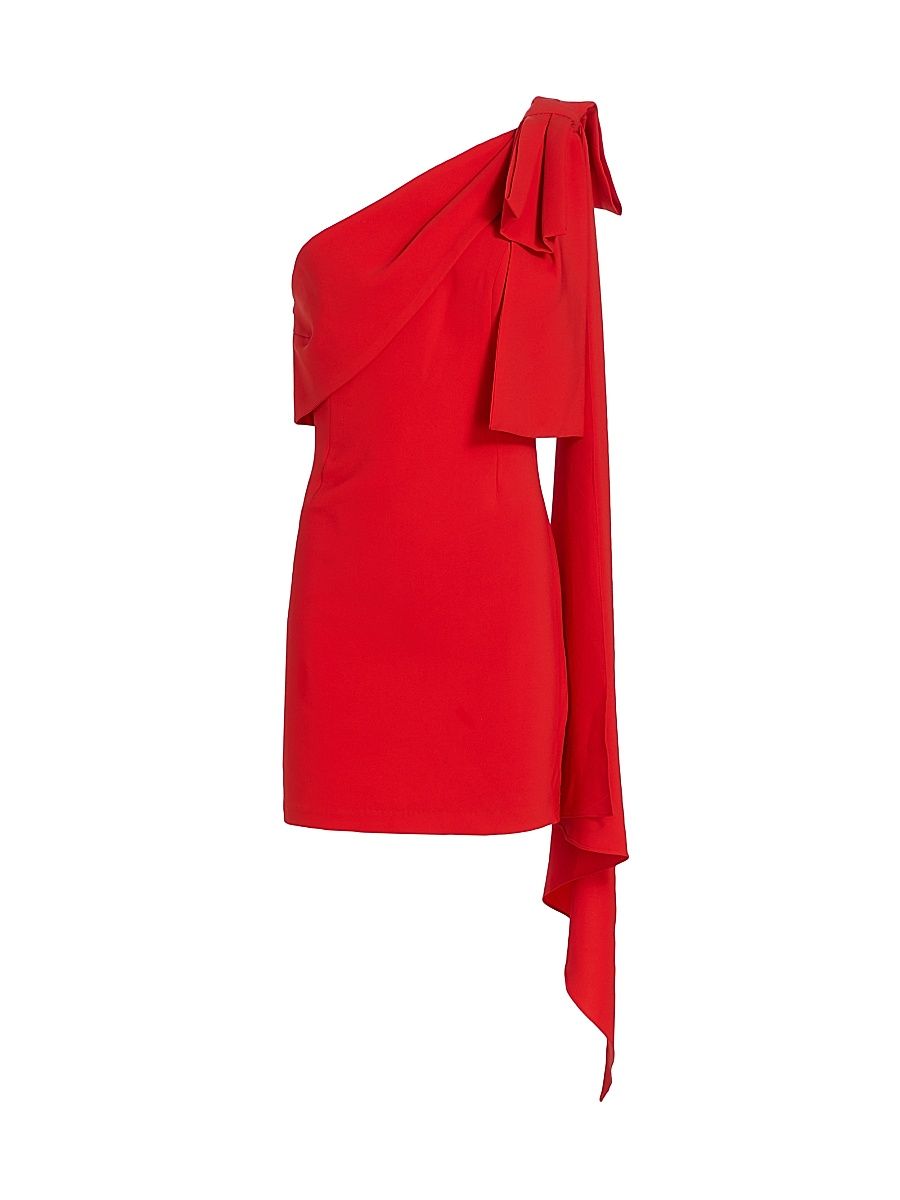 Women's Bella One-Shoulder Bow Minidress - Chili Red - Size 14
