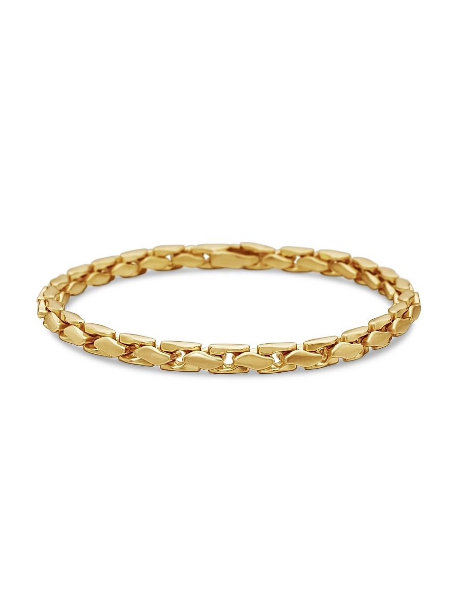 Men's Fluted Chain Bracelet In 18K Yellow Gold, 5mm - Gold - Size XS