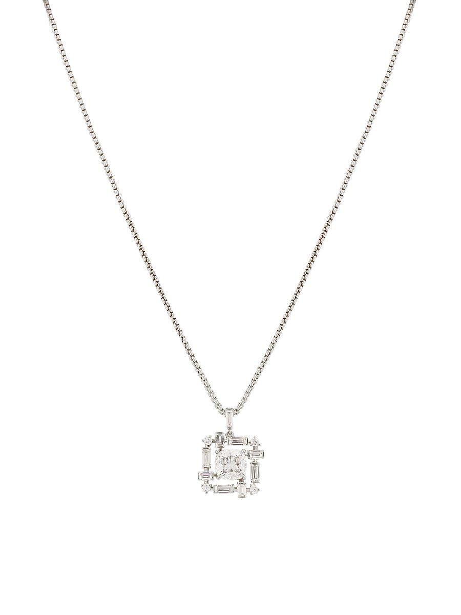 Women's Gwen Rhodium-Plated & Cubic Zirconia Cluster Pendant Necklace - Silver