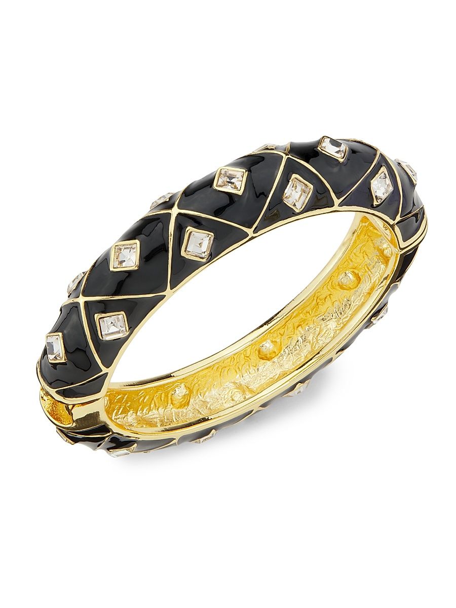 Women's 22K-Gold-Plated, Enamel & Glass Crystal Bangle - Black Gold Crystal