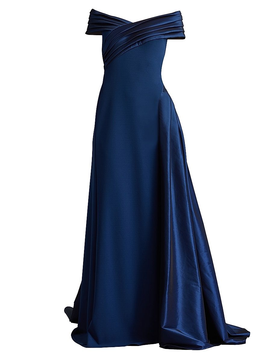 Women's Elysian Draped Overlay Train Gown - Navy - Size 18
