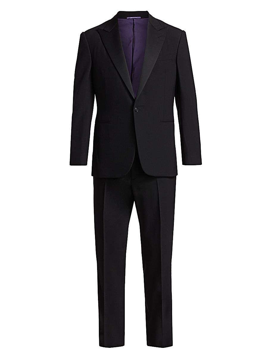 Men's Gregory Wool Barathea Peak Tuxedo - Black - Size 44