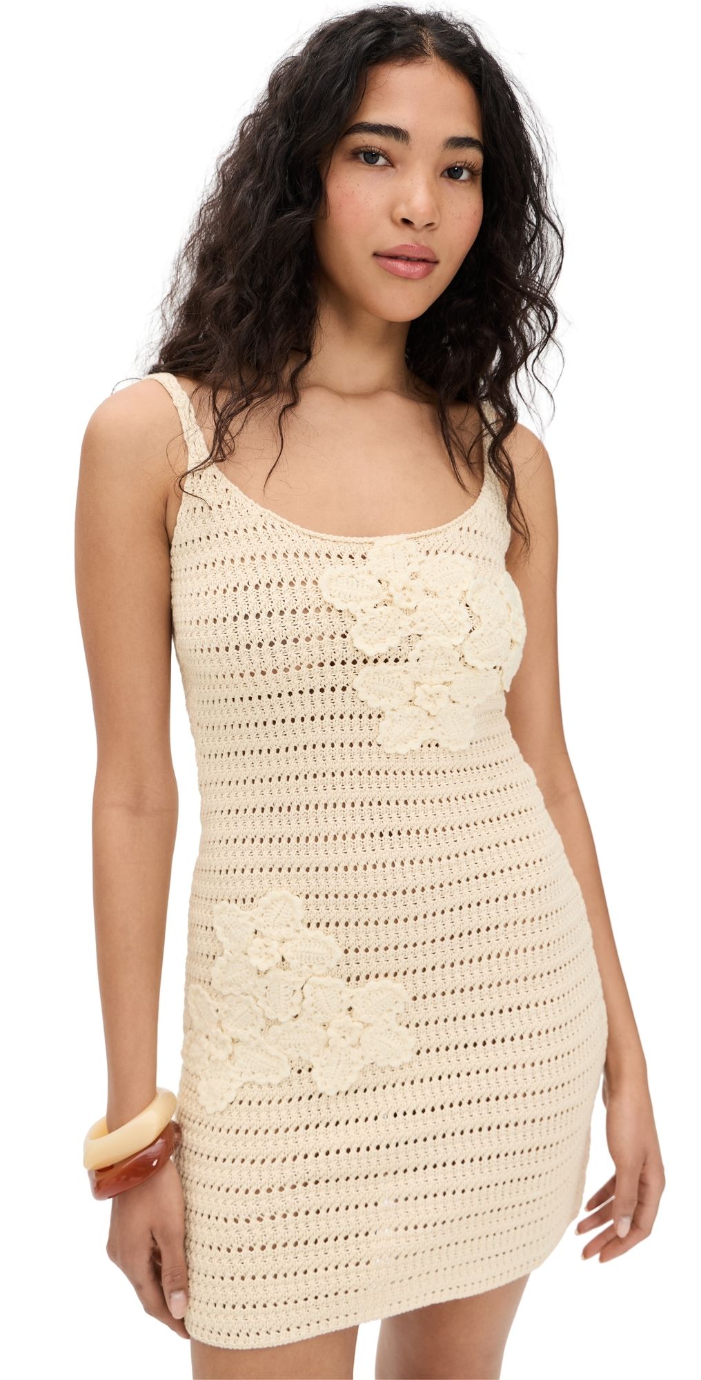 Another Girl Crochet Mini Dress Cream S