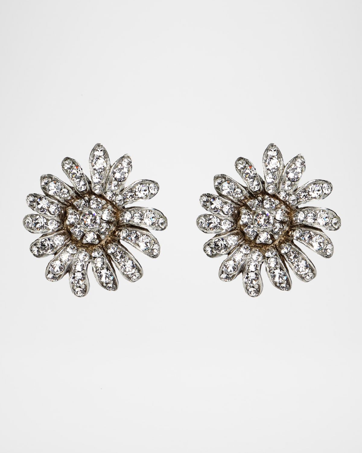 Crystal Daisy Clip-On Earrings