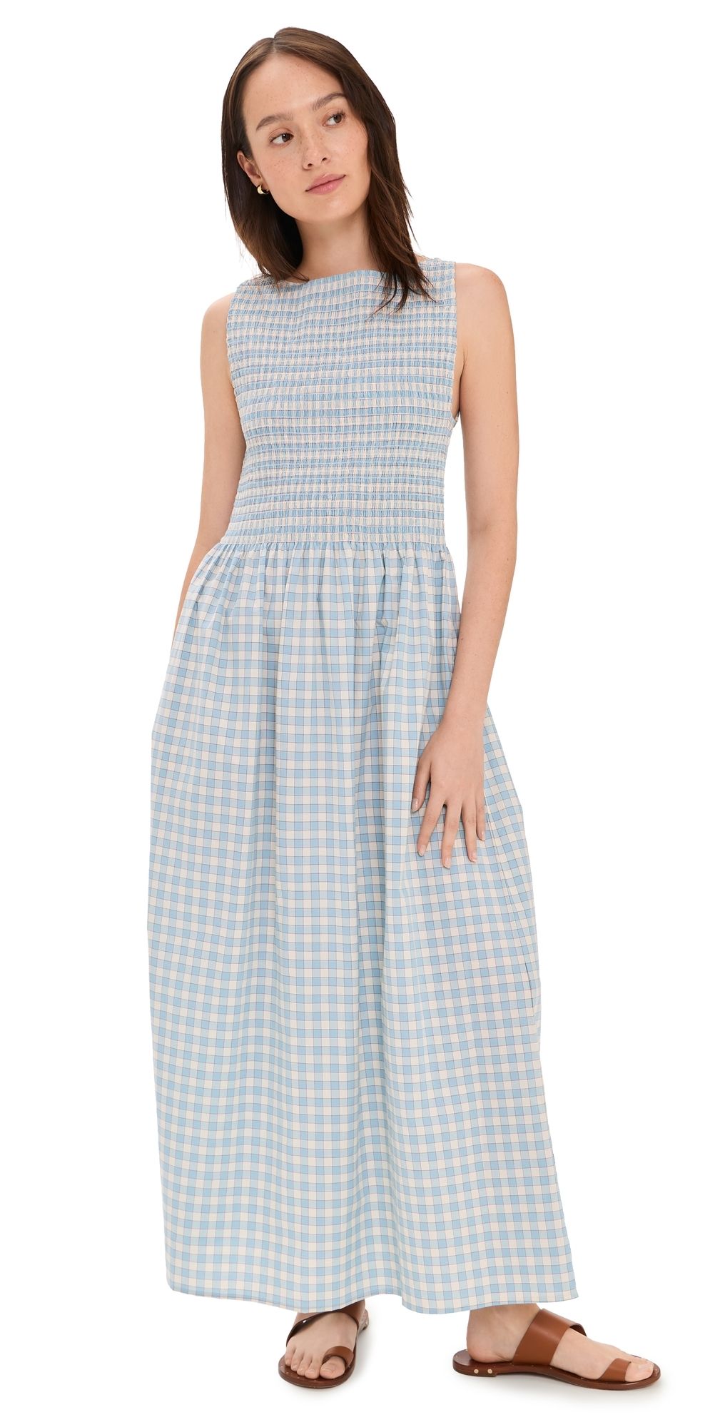 Hill House Home The Cosima Nap Dress Blue/Red Gingham XXS