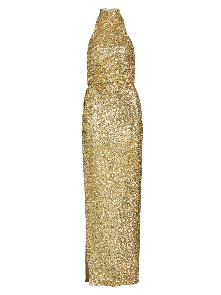 Balmain Women's Sequined Halterneck Gown - Or - Size 6