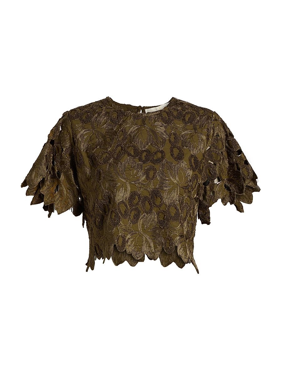 Women's Pelumi Embroidered Crop Top - Clover - Size Medium