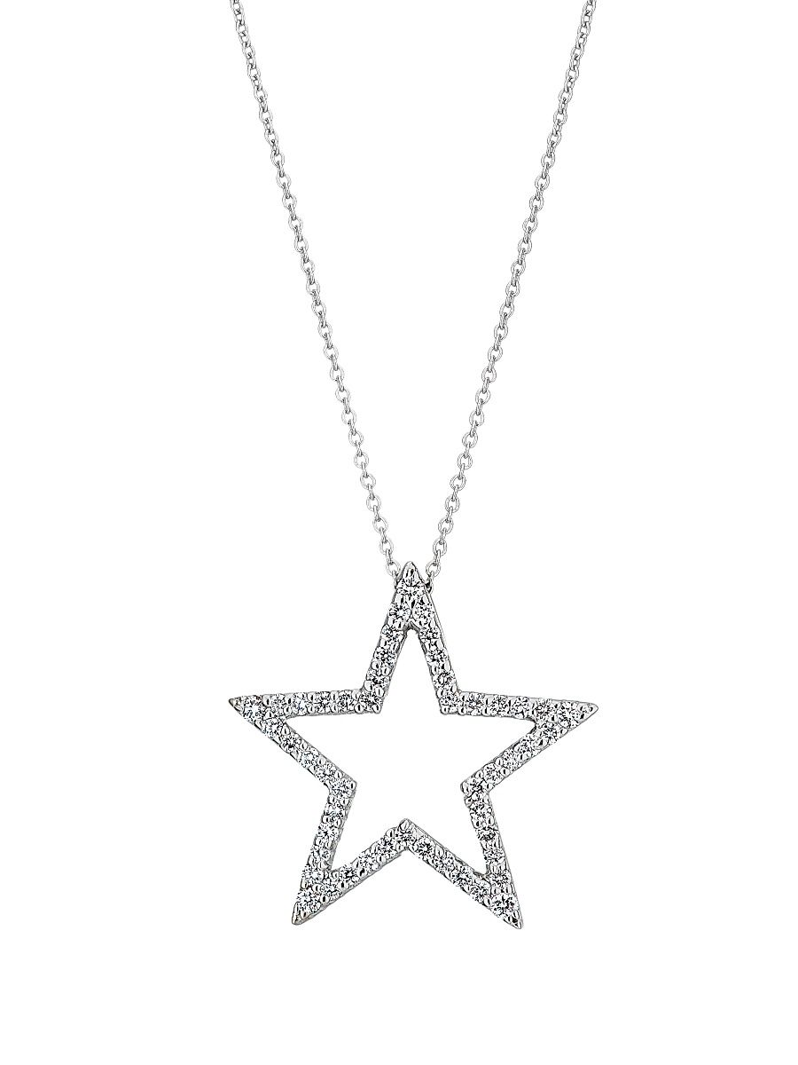 Women's Tiny Treasures 18K White Gold & 0.52 TCW Diamond Open Star Pendant Necklace - White Gold
