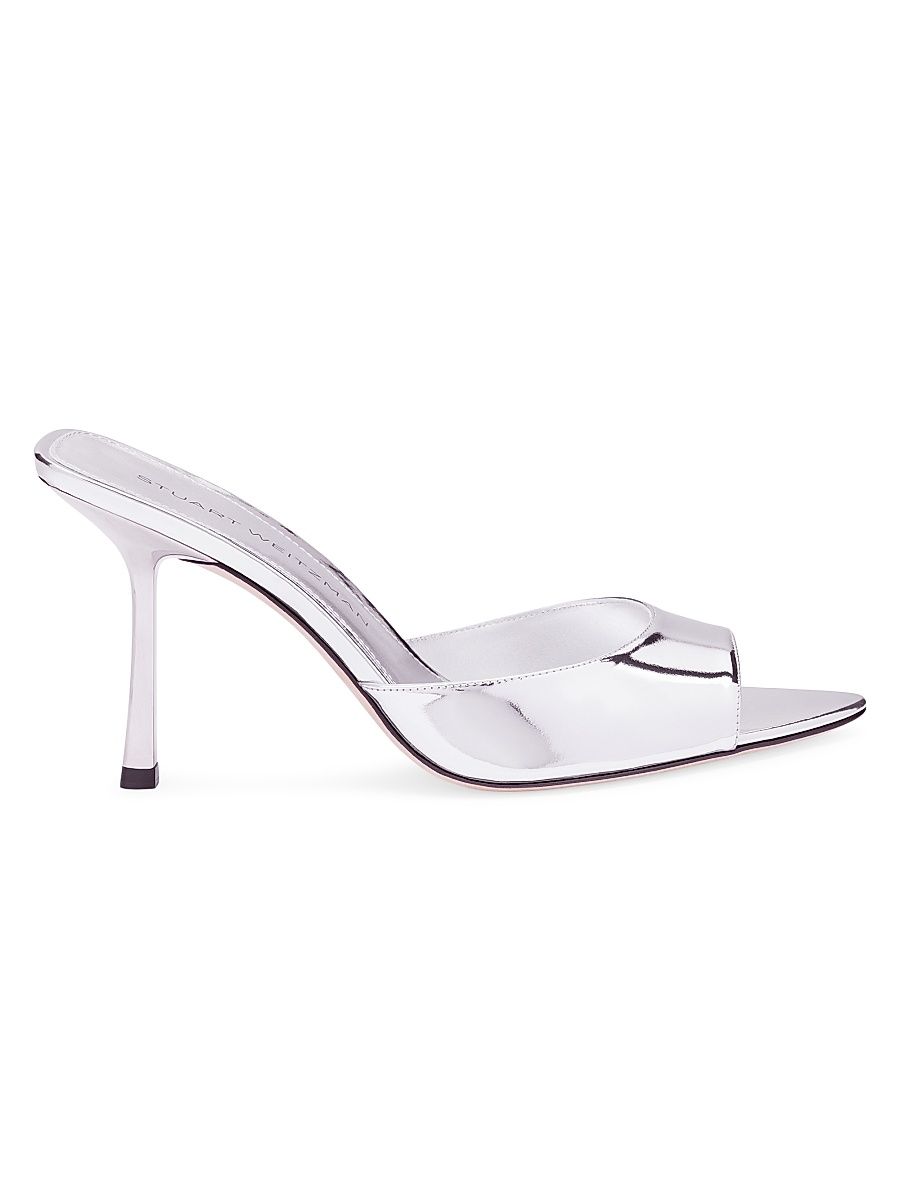 Women's Lexington 85MM Leather Mules - Silver - Size 9.5