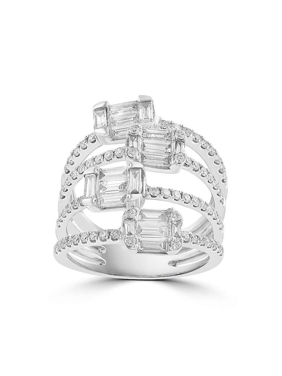 Women's 14K White Gold & Multi-Cut 1.70 TCW Diamond Openwork Ring - White Gold - Size 7