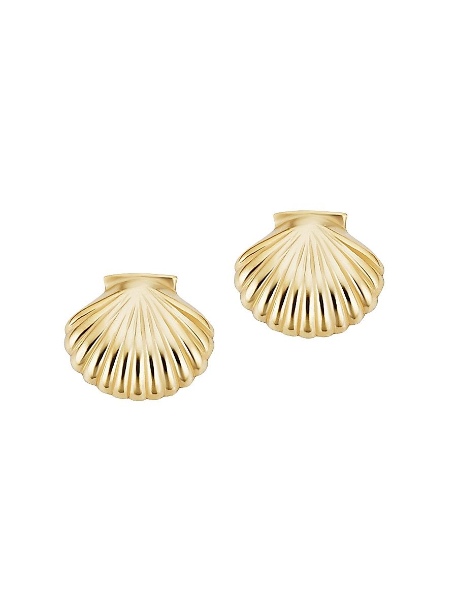 Women's 14K Yellow Gold Seashell Studs - Yellow Gold
