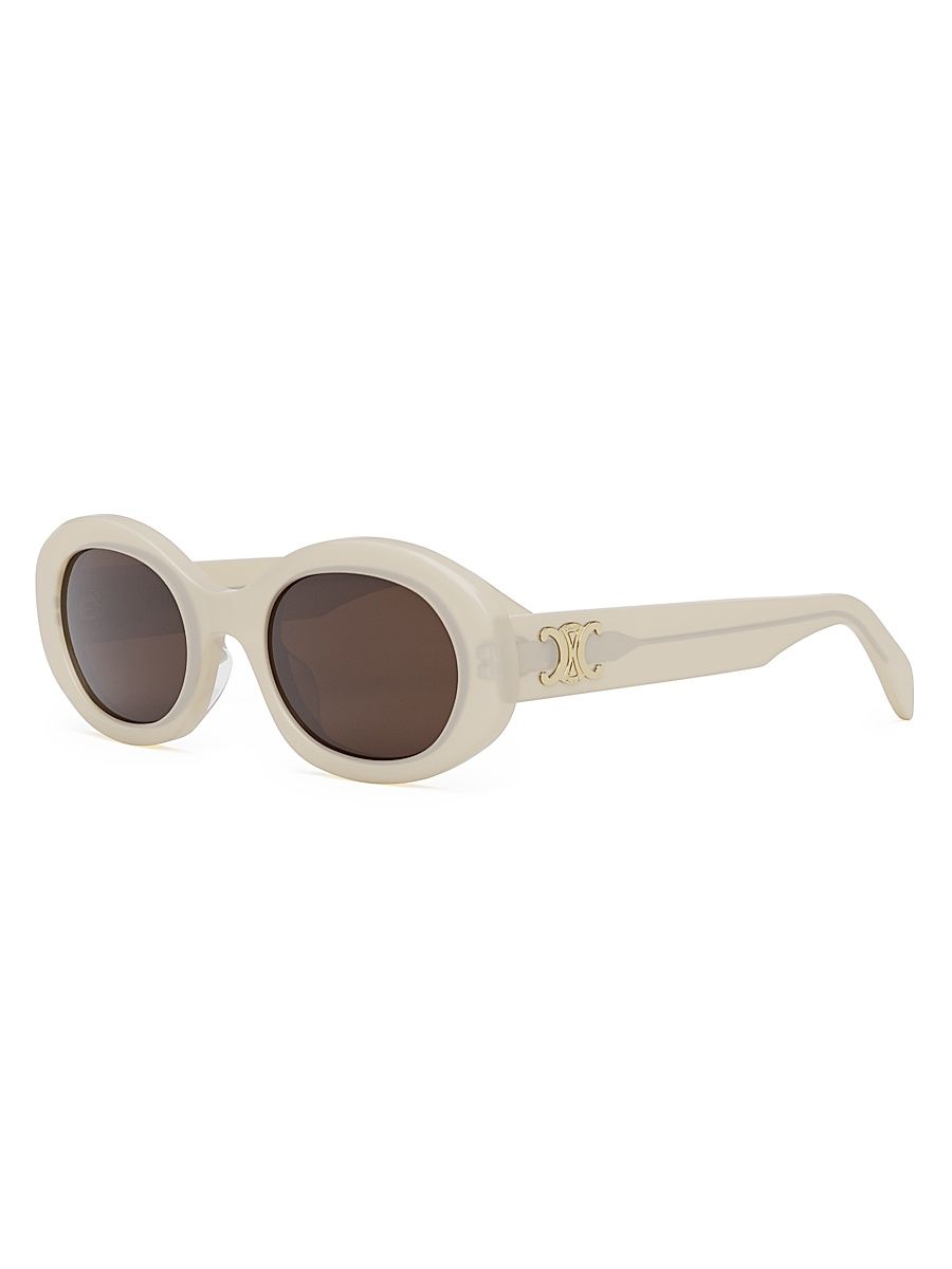 Men's Triomphe 51MM Oval Sunglasses - Ivory Brown