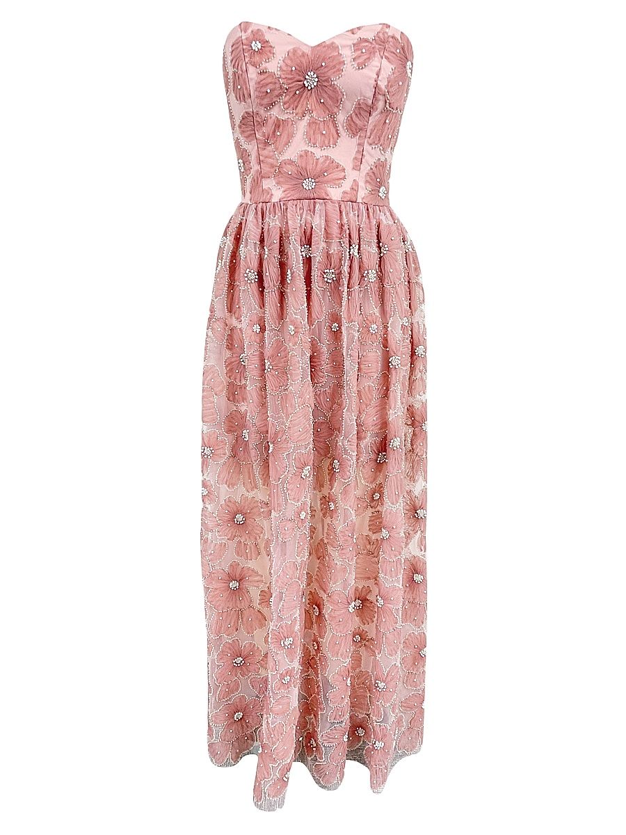 Women's Audrina Embellished Strapless Fit-And-Flare Gown - Mauve Multi - Size XL